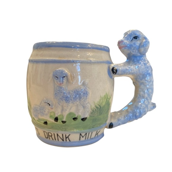 Always Drink Milk Vintage MCM Lamb Handle Coffee Tea Mug - Picture 1 of 7
